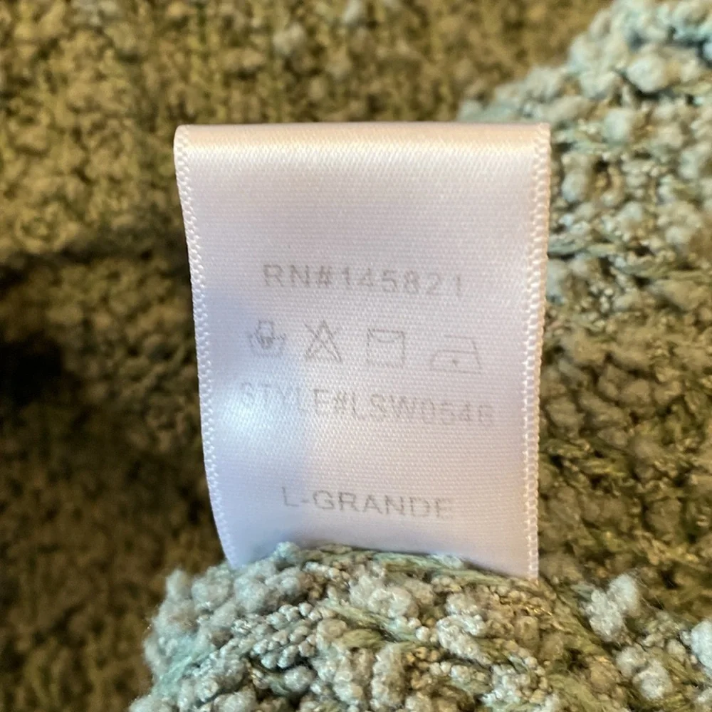 Shop Stevie Oversized Chunky Knit Striped Sweater. Size L. Sage Green and Brown. - Picture 15 of 15